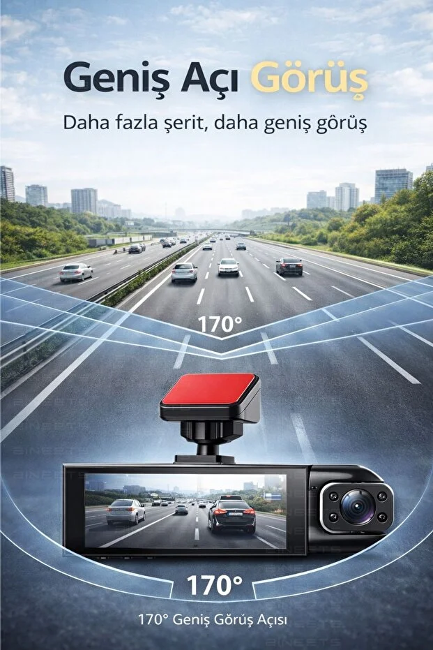 Wifi 1080p Araç İçi Çift Kameralı Lcd Ekranlı Gece Görüşlü G-sensör Geri Görüş Kamera